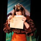 Victoria Gridley’s costume design and headpiece of the kārearea (falcon) in the Land of the Long...