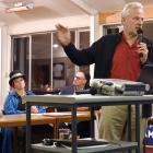 Dunedin city councillor Lee Vandervis talks to a supportive audience at a public meeting about...