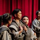 Nathan Joe, centre, with the cast and band from Scenes from a Yellow Peril. Photo: Andi Crown