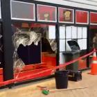 A broken window at Southland Girls’ High School earlier this week. PHOTO: SUPPLIED