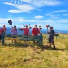 Celebrating a busy day clearing the Swampy Ridge Track are Green Hut Track Group members (from...