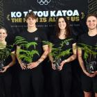 Olympic swimming team members (from left) Kane Follows, Caitlin Deans, Cameron Gray, Hazel...