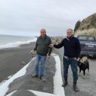 Hurunui Deputy Mayor Vince Daly (left) and Conway Flat farmer Andrew 'Snips' Prentice check the...