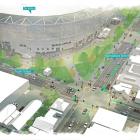 An artist's impression of the planned upgrade to the streets surrounding Te Kaha. Image: Newsline...