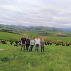 Rebecca and Quintin Hazlett with the family on Hukarere Station, West Otago.