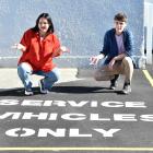 Dunedin students Jamee Jenkins and Matthew Davis have been left puzzled by a misspelled parking...