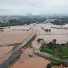 A drone view shows an area affected by the floods in Lajeado, Rio Grande do Sul state. Photo:...