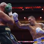 Oleksandr Usyk throws a right at Tyson Fury. Photo: Action Images via Reuters
