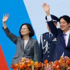 President Lai Ching-te (right) with former leader Tsai Ing-wen at the inauguration ceremony in...