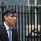 British Prime Minister Rishi Sunak delivers a speech calling for a general election outside...