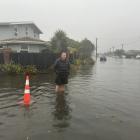 Flooding has been reported at the top end of Marine Parade, Christchurch. Supplied: Celeste Donovan