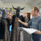 Dave Goosselink directing Spamalot actors Michelle Moynes and Shannon Pennefather during a...