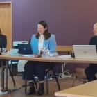Commissioners (from left) Ros Day, chairwoman Louise Taylor and Craig Welch at the hearing. Photo...