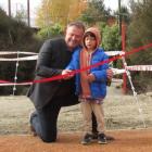 Cutting the ribbon at the Hopkins St playground reopening in Luggate on Sunday are Queenstown...