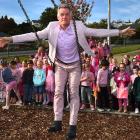 Green Island School principal Aaron Warrington supports the anti-bullying message of Pink Shirt...