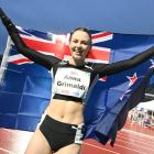 Anna Grimaldi celebrates after winning bronze at the World Para Athletics Championships in Kobe....