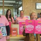 Safer Mid Canterbury members with their Pink Shirt Day display (from left) Selwyn Price, Tayla...