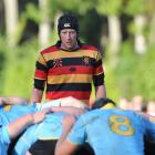 Veteran Zingari-Richmond loosie Chris Bell is about to pack down in a scrum against University in...