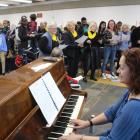 Community Choir in full song in the library for Night of the Arts in Invercargill last night.
