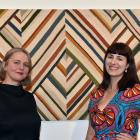 Curators Elle Lou August (left) and Jane Groufsky in front of Margery Blackman’s From Aramoana....