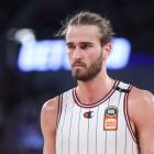 Pivotal Taranaki Airs import Sam Froling looks on while playing for the Illawarra Hawks during an...