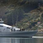 Inshore patrol vessel HMNZS Taupō enters the Otago Harbour Basin yesterday. On board are junior...