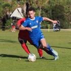 Christchurch United captain Joel Stevens on the ball during his side's 4-0 win over FC Twenty 11....