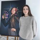 Gloria Salter, of Dipton, with her work Youth is Fleeting like the Flower Fades. Photos: supplied