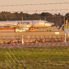 A plane slid off the runway in Christchurch.&nbsp;Photo:&nbsp;Supplied / JJ Green