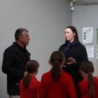 Palmerston School teacher aide Sarah Jane Kelly shows Waitaki MP Miles Anderson around the school...