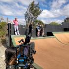 Hampden School pupils film their Our Taonga by the Sea music video at the Dillon Todd Skatepark...