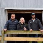 Southern sheep and beef farmers (from left) Matt McRae, Hannah Blakely and Nigel Woodhead shared...