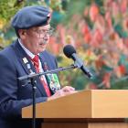 Emeritus Prof John Broughton speaks during the University Of Otago Student Association Anzac Day...