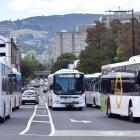 Buses at the Dunedin Bus Hub. PHOTO: PETER MCINTOSH