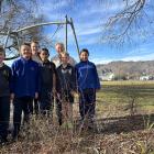 Checking the growth in the Alexandra Primary School forest walk are, from left, Toby Longman, 9,...