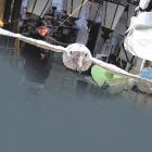 Dunedin Midwinter Carnival lantern director Phillipa Crofskey makes adjustments to a huge...