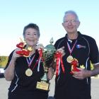 Stefany and Neville Frost, of St Clair, celebrate winning at the Pan Pacific Petanque Cup 2024....