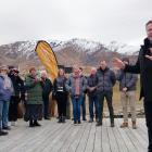 Queenstown Lakes District Mayor Glyn Lewers (right) speaks at a ribbon-cutting ceremony for the...