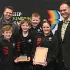 Dunedin Mayor Jules Radich (right) presents a Keep Dunedin Beautiful award to (from left)...