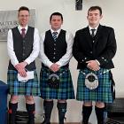 Adam Waghorn (centre) won Grade A of the Syd Beck Solo Invitational from John Wansink (left) and...