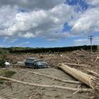 Forestry slash washed up on a Gisborne beach following Cyclone Gabrielle last year. PHOTO: ODT FILES