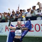 Anna Grimaldi celebrates a silver medal in the World Para Athletics Championships earlier this...