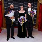 Flanking 2024 Lexus Song Quest winner Katie Trigg at the Michael Fowler Centre in Wellington on...