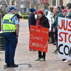 Supporters of those charged in a coal protest continued to push the cause outside the Dunedin...