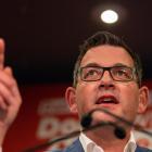 Victorian Premier Daniel Andrews delivers his victory speech at the Labour election party in his...