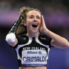 The moment Anna Grimaldi realised she won gold in the women's 200m T47 final. Photo: Getty Images 