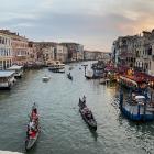 Looking down on the Grand Canal from the Rialto Bridge. 
