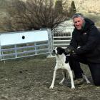 New Zealand transtasman team members Scott Hunter and heading dog Lucy at Berwen Station in...