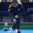 Ben King sends one down during the North East Valley premier mixed pairs tournament at the...
