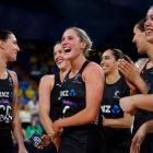 Silver Ferns players celebrate their victory over Australia. Photo: Getty